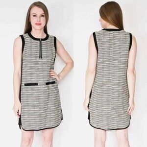 Madewell Black and White Textured Midi Dress